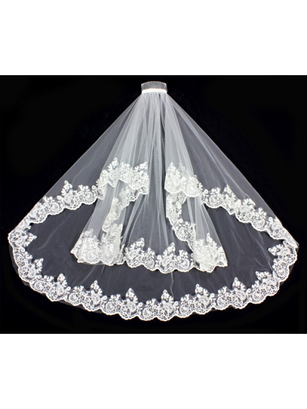 Veil - Double Layer - Lace Hem - 36" - VL-V1093IV